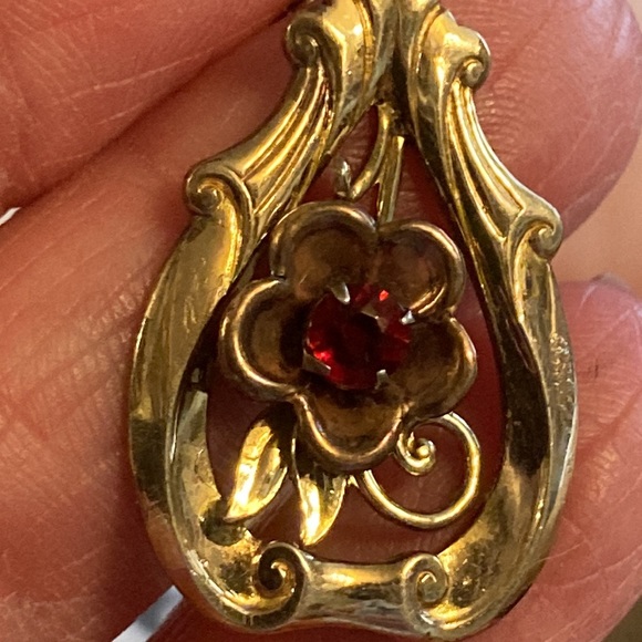 Vintage Iskin 10ktGF necklace with red stone - Picture 5 of 6